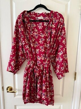 Versailles | Vintage Floral Tie-Waist Kimono Robe + Dress Matching Set Size S/M